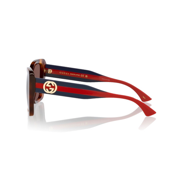 New GUCCI Sunglasses Brown Tortoise Shell Gold Metal GG Web Arms Square Womens - Picture 4 of 8